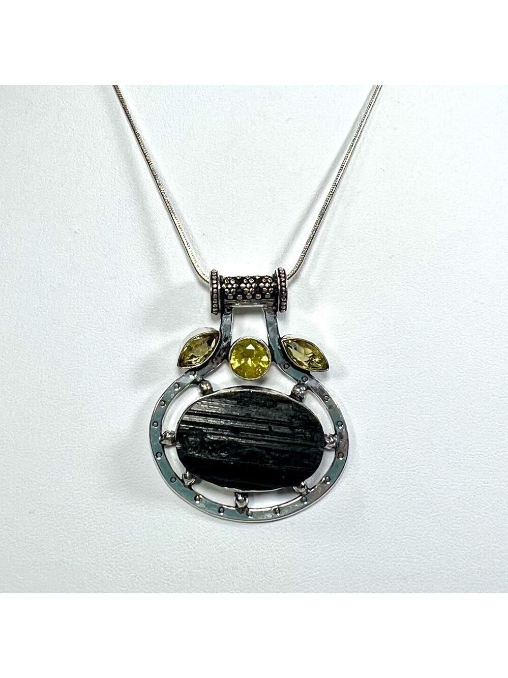 Black Tourmaline 925 Gemstone Pendant